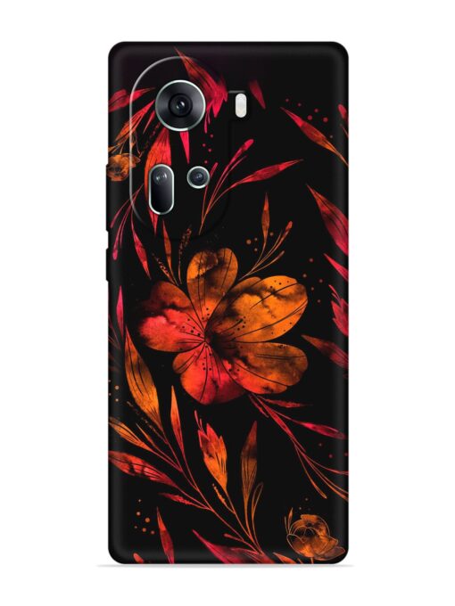 Red Flower Painting Embossed Soft Silicone Case for Oppo Reno 11 (5G) Zapvi