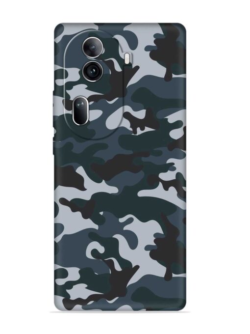 Dark Blue Army Military Art Embossed Soft Silicone Case for Oppo Reno 11 Pro (5G) Zapvi