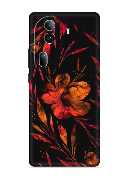 Red Flower Painting Embossed Soft Silicone Case for Oppo Reno 11 Pro (5G) Zapvi