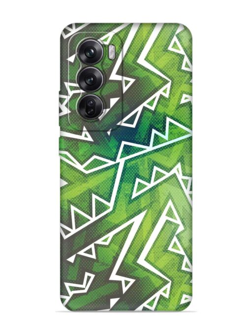 Green Graffiti Seamless Embossed Soft Silicone Case for Oppo Reno 12 Pro (5G) Zapvi