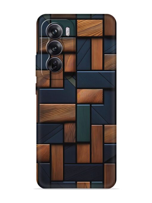 Wooden Background Cubes Embossed Soft Silicone Case for Oppo Reno 12 Pro (5G)