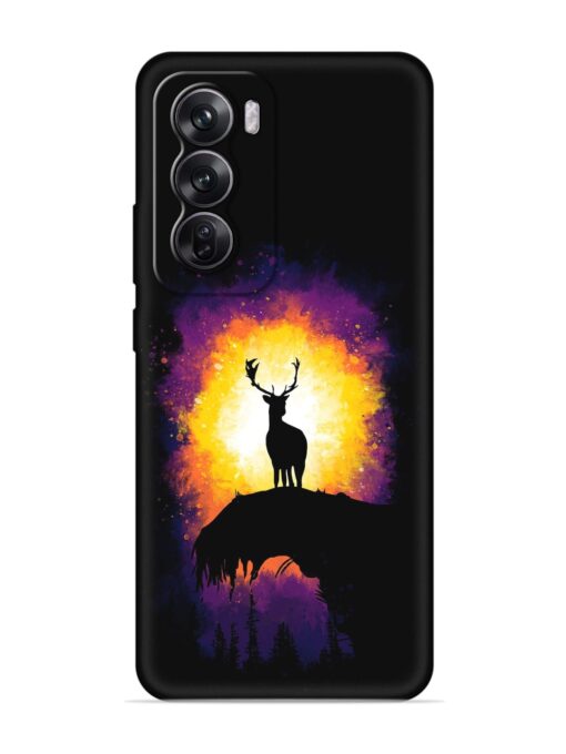 Elk Animal Art Embossed Soft Silicone Case for Oppo Reno 12 Pro (5G) Zapvi