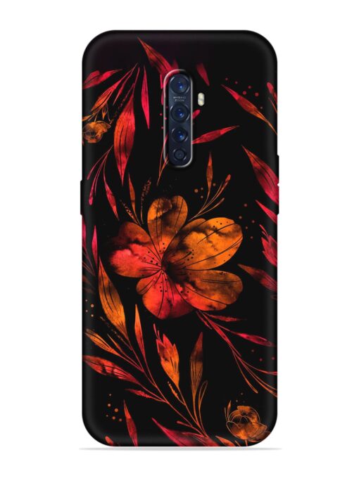 Red Flower Painting Embossed Soft Silicone Case for Oppo Reno 2