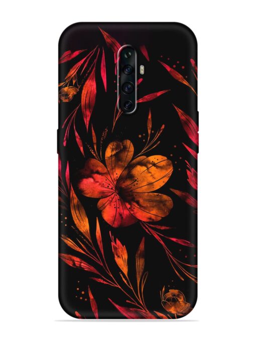 Red Flower Painting Embossed Soft Silicone Case for Oppo Reno 2Z Zapvi