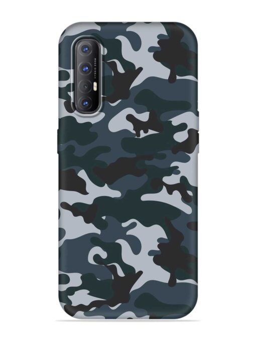 Dark Blue Army Military Art Embossed Soft Silicone Case for Oppo Reno 3 Pro Zapvi