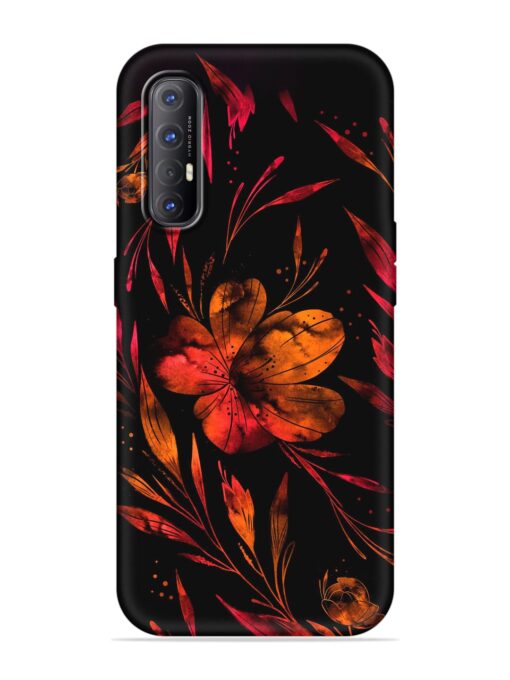 Red Flower Painting Embossed Soft Silicone Case for Oppo Reno 3 Pro Zapvi