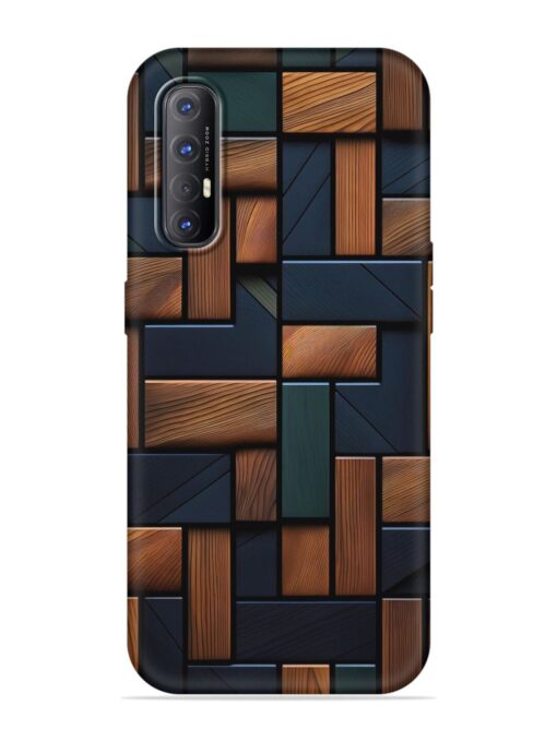 Wooden Background Cubes Embossed Soft Silicone Case for Oppo Reno 3 Pro