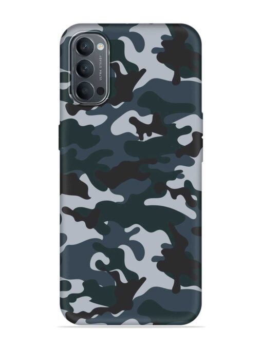 Dark Blue Army Military Art Embossed Soft Silicone Case for Oppo Reno 4 Zapvi