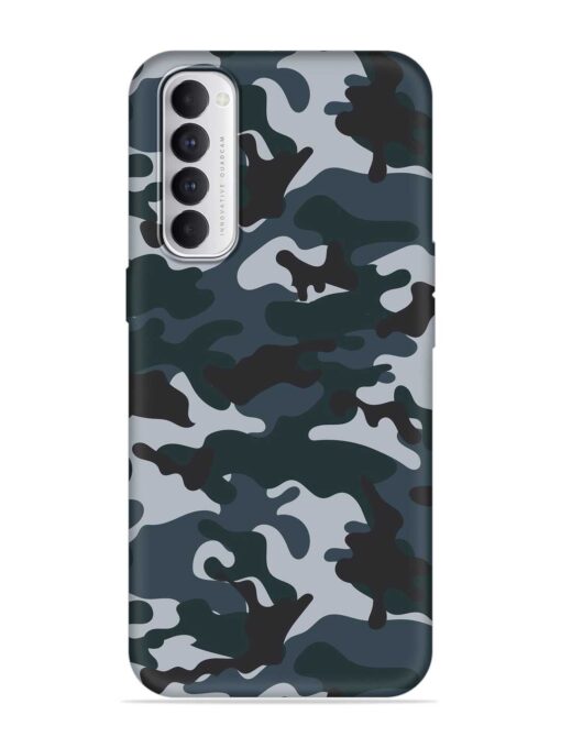 Dark Blue Army Military Art Embossed Soft Silicone Case for Oppo Reno 4 Pro Zapvi