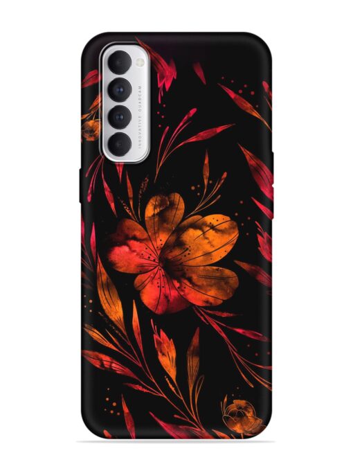 Red Flower Painting Embossed Soft Silicone Case for Oppo Reno 4 Pro