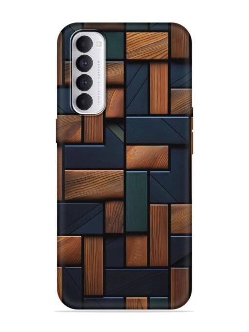 Wooden Background Cubes Embossed Soft Silicone Case for Oppo Reno 4 Pro Zapvi