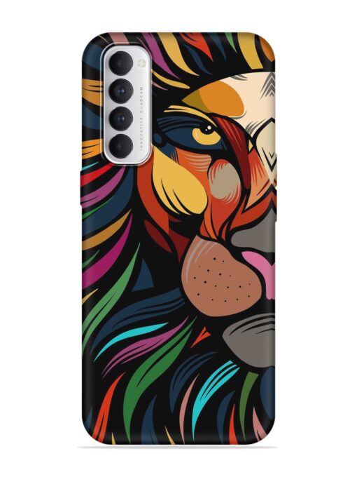 Trippy Lion Art Embossed Soft Silicone Case for Oppo Reno 4 Pro Zapvi