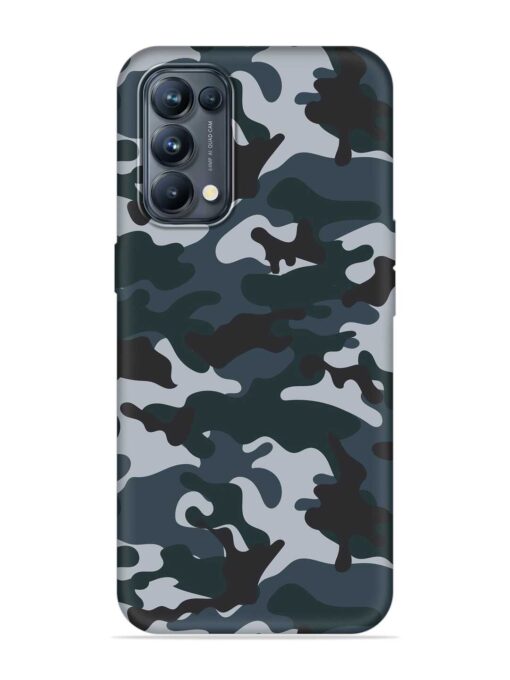 Dark Blue Army Military Art Embossed Soft Silicone Case for Oppo Reno 5 Pro (5G) Zapvi