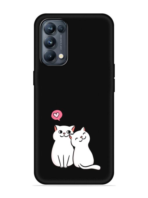 Cute Loving Cats Embossed Soft Silicone Case for Oppo Reno 5 Pro (5G)