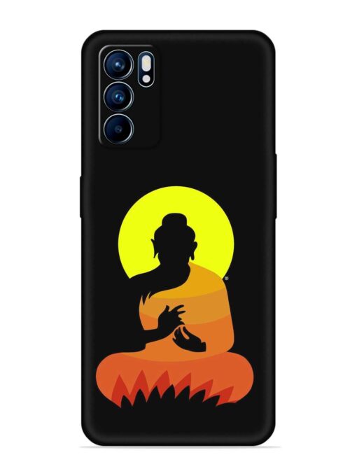 Buddha Art Black Embossed Soft Silicone Case for Oppo Reno 6 (5G)