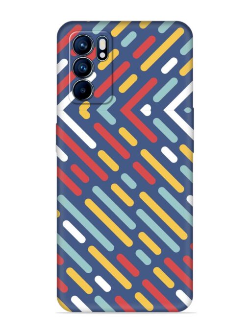 Colored Lines Embossed Soft Silicone Case for Oppo Reno 6 (5G)