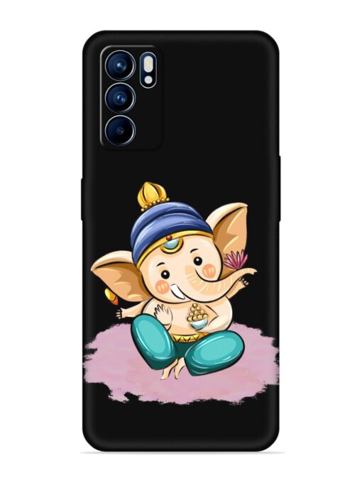 Bal Ganesh Vector Art Embossed Soft Silicone Case for Oppo Reno 6 (5G)