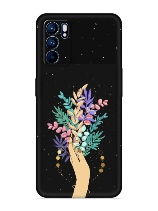 Flower On Hand Embossed Soft Silicone Case for Oppo Reno 6 (5G) Zapvi