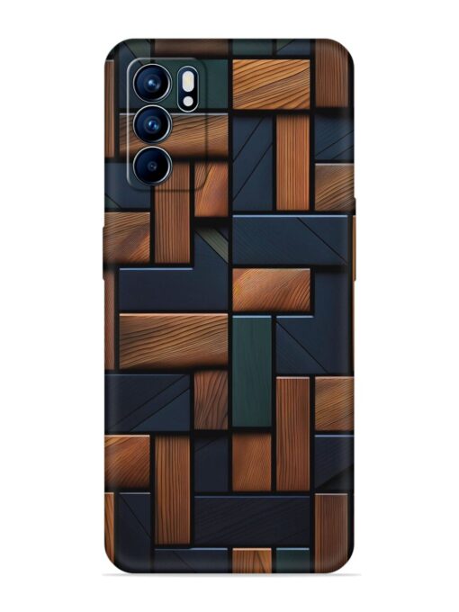 Wooden Background Cubes Embossed Soft Silicone Case for Oppo Reno 6 (5G) Zapvi