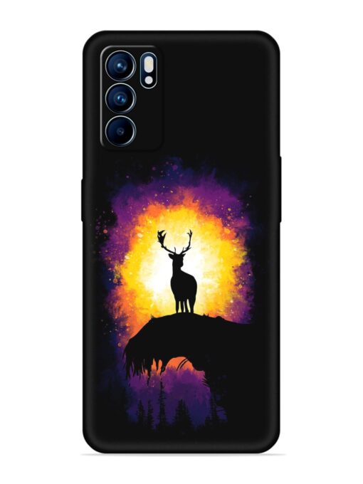 Elk Animal Art Embossed Soft Silicone Case for Oppo Reno 6 (5G) Zapvi