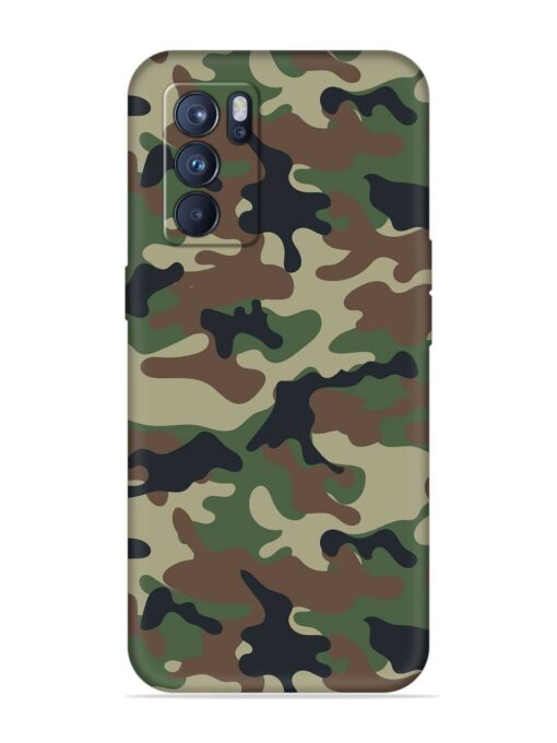 Army Military Camouflage Dark Green Embossed Soft Silicone Case for Oppo Reno 6 Pro (5G) Zapvi