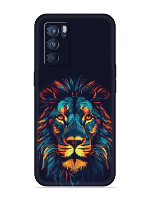 Colorful Lion Embossed Soft Silicone Case for Oppo Reno 6 Pro (5G)