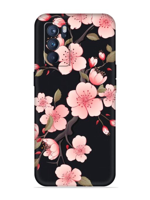 Cherry Blossom Embossed Soft Silicone Case for Oppo Reno 6 Pro (5G)