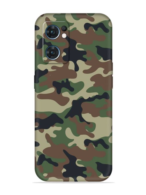 Army Military Camouflage Dark Green Embossed Soft Silicone Case for Oppo Reno 7 (5G) Zapvi