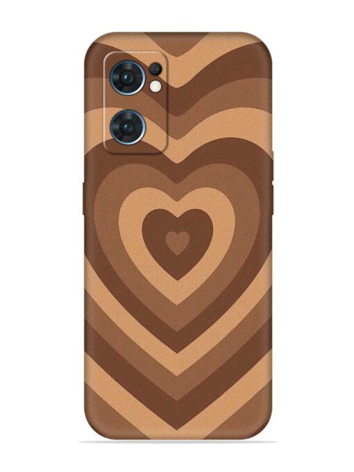 Brown Heart Embossed Soft Silicone Case for Oppo Reno 7 (5G) Zapvi