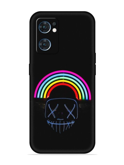 Mask Rainbow Embossed Soft Silicone Case for Oppo Reno 7 (5G) Zapvi