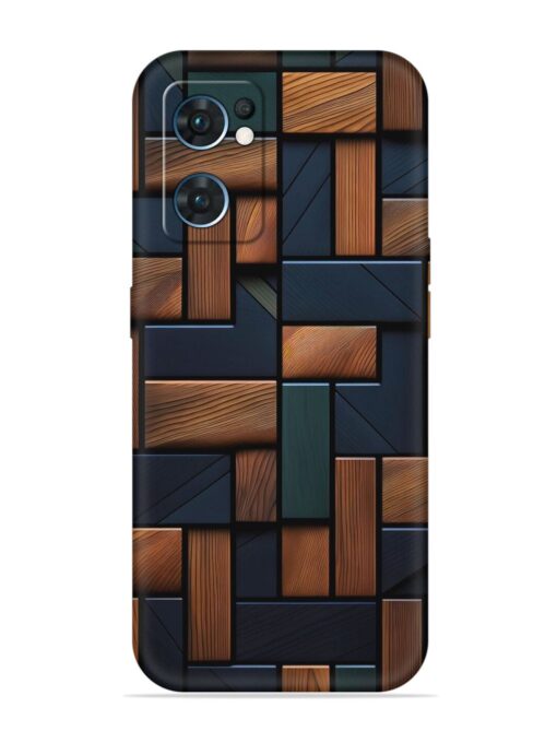 Wooden Background Cubes Embossed Soft Silicone Case for Oppo Reno 7 (5G)