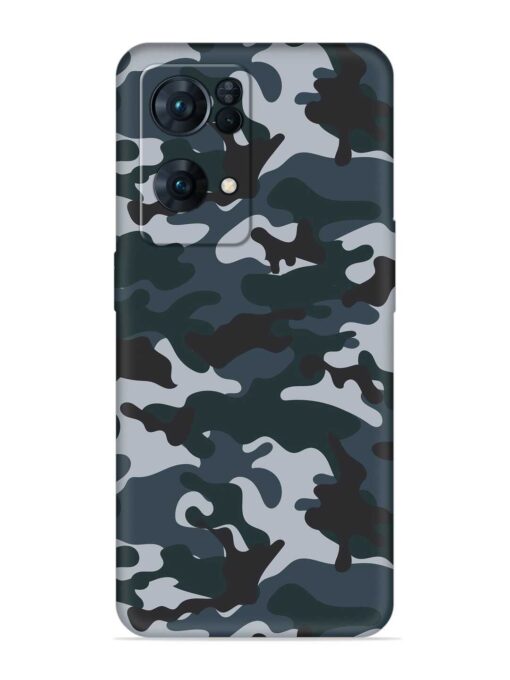 Dark Blue Army Military Art Embossed Soft Silicone Case for Oppo Reno 7 Pro (5G) Zapvi