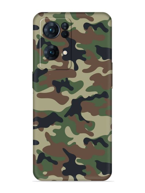 Army Military Camouflage Dark Green Embossed Soft Silicone Case for Oppo Reno 7 Pro (5G) Zapvi