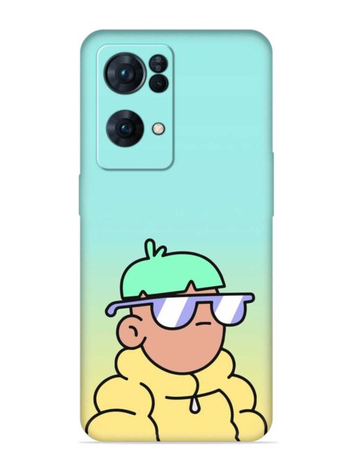 Doodles Cool Character Embossed Soft Silicone Case for Oppo Reno 7 Pro (5G)