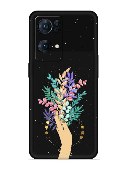 Flower On Hand Embossed Soft Silicone Case for Oppo Reno 7 Pro (5G) Zapvi