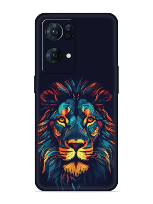 Colorful Lion Embossed Soft Silicone Case for Oppo Reno 7 Pro (5G)