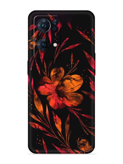 Red Flower Painting Embossed Soft Silicone Case for Oppo Reno 7 Pro (5G) Zapvi