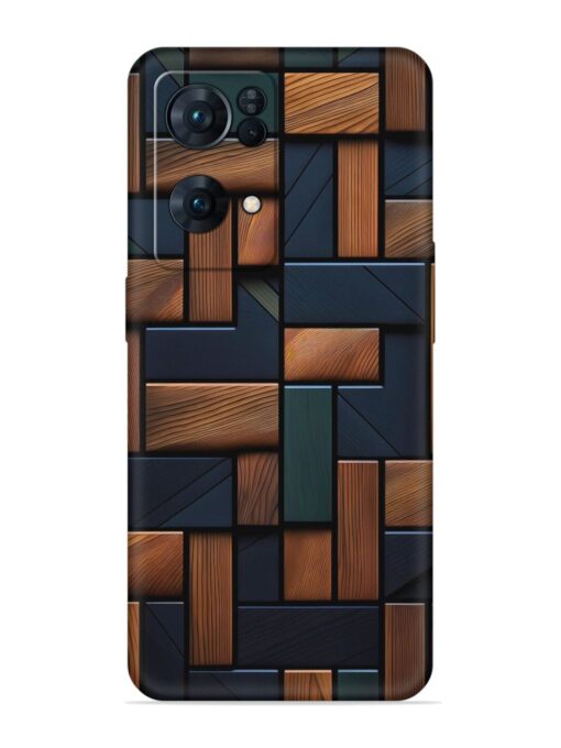 Wooden Background Cubes Embossed Soft Silicone Case for Oppo Reno 7 Pro (5G) Zapvi