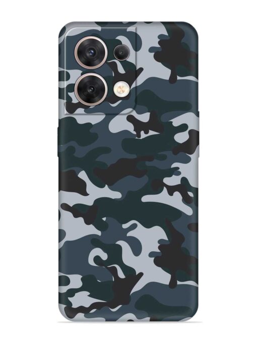 Dark Blue Army Military Art Embossed Soft Silicone Case for Oppo Reno 8 (5G) Zapvi