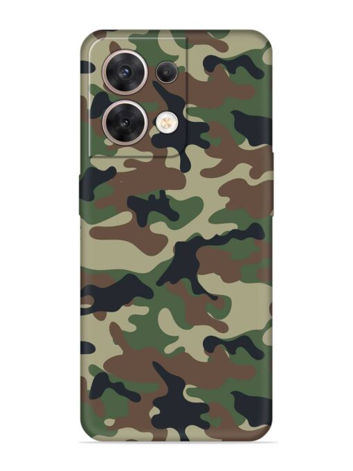 Army Military Camouflage Dark Green Embossed Soft Silicone Case for Oppo Reno 8 (5G) Zapvi