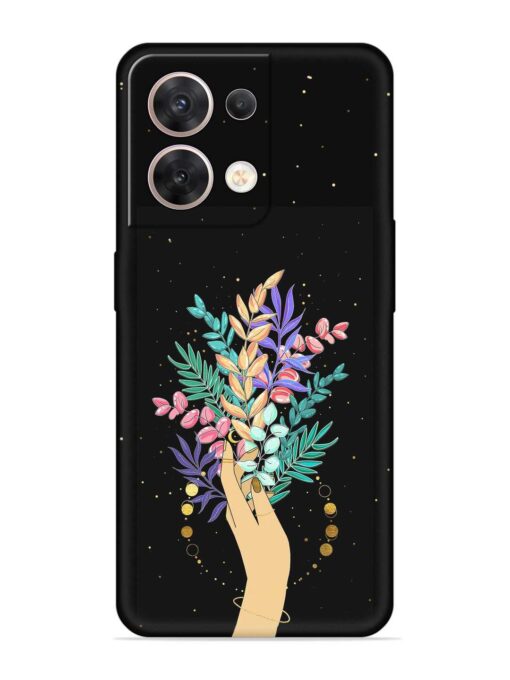 Flower On Hand Embossed Soft Silicone Case for Oppo Reno 8 (5G) Zapvi