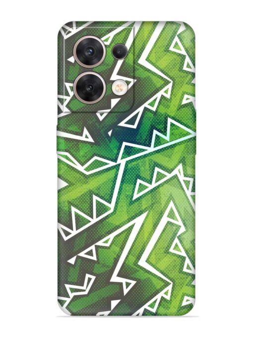 Green Graffiti Seamless Embossed Soft Silicone Case for Oppo Reno 8 (5G) Zapvi