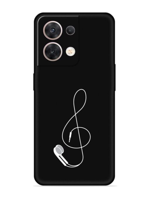 Music Earphone Vector Embossed Soft Silicone Case for Oppo Reno 8 (5G) Zapvi