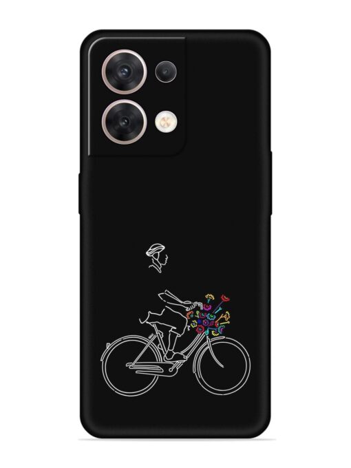 Minimalist Cycle Art Embossed Soft Silicone Case for Oppo Reno 8 (5G) Zapvi