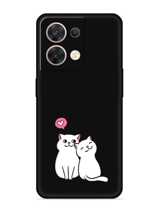 Cute Loving Cats Embossed Soft Silicone Case for Oppo Reno 8 (5G)