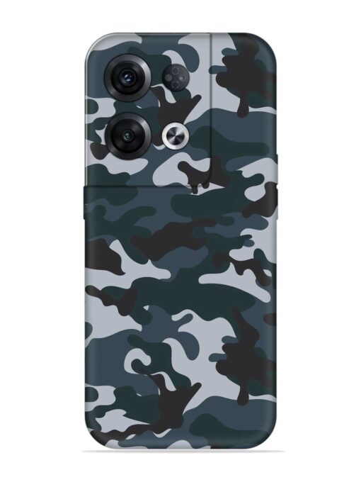 Dark Blue Army Military Art Embossed Soft Silicone Case for Oppo Reno 8 Pro (5G) Zapvi