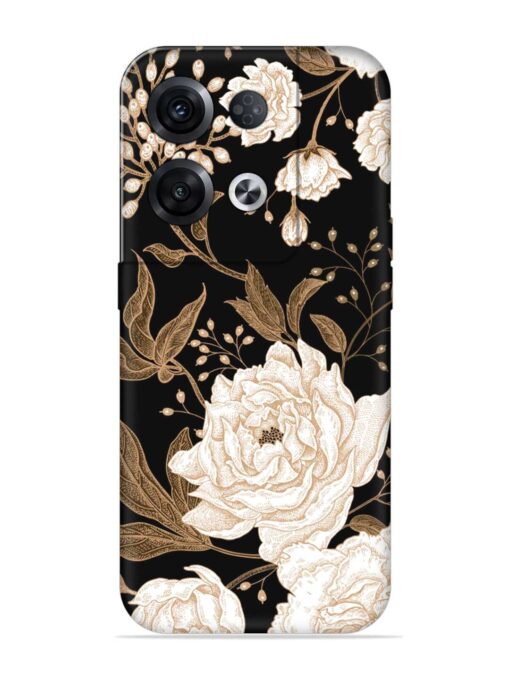 Peonies Roses Floral Embossed Soft Silicone Case for Oppo Reno 8 Pro (5G)