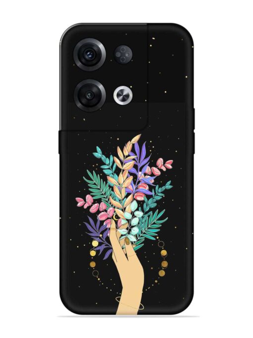 Flower On Hand Embossed Soft Silicone Case for Oppo Reno 8 Pro (5G) Zapvi