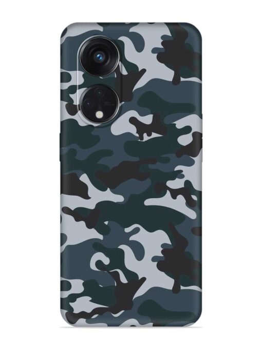 Dark Blue Army Military Art Embossed Soft Silicone Case for Oppo Reno 8T (5G) Zapvi