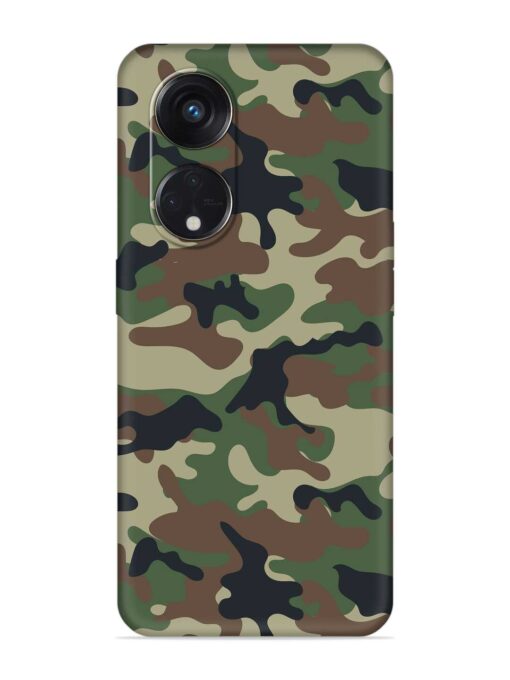 Army Military Camouflage Dark Green Embossed Soft Silicone Case for Oppo Reno 8T (5G)